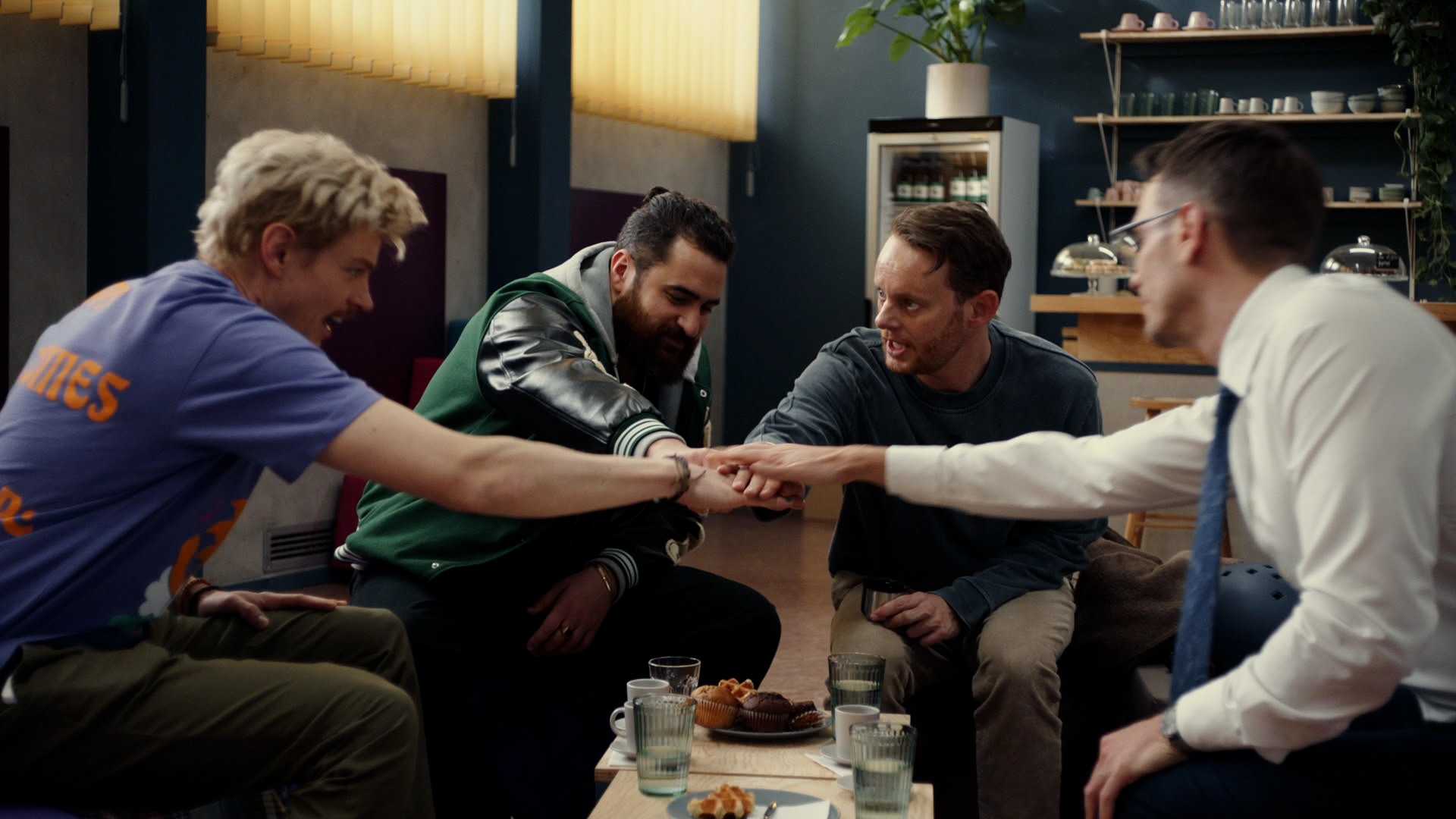 all four fathers pound in with their hands