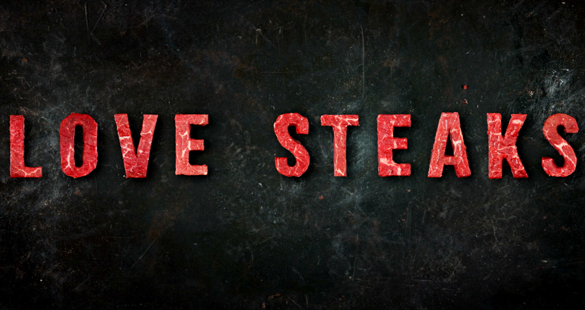 Lovesteaks – letters made out of real steaks